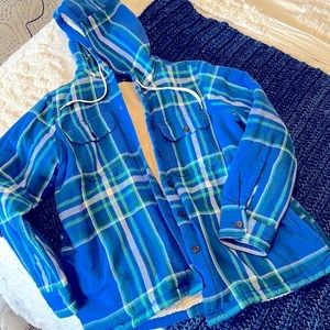 Lands End medium “shacket” blue flannel